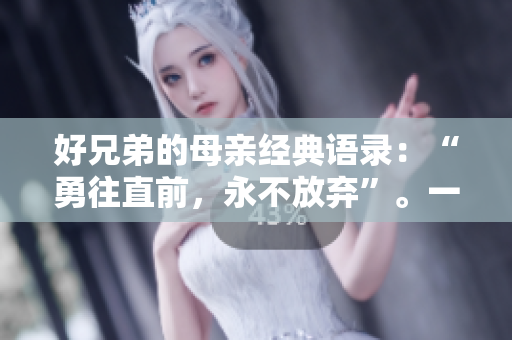 好兄弟的母亲经典语录：“勇往直前，永不放弃”。一句话推销你的软件！
