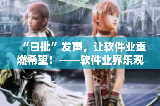 “日批”发声，让软件业重燃希望！——软件业界乐观预测