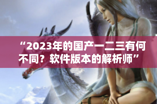 “2023年的国产一二三有何不同？软件版本的解析师”